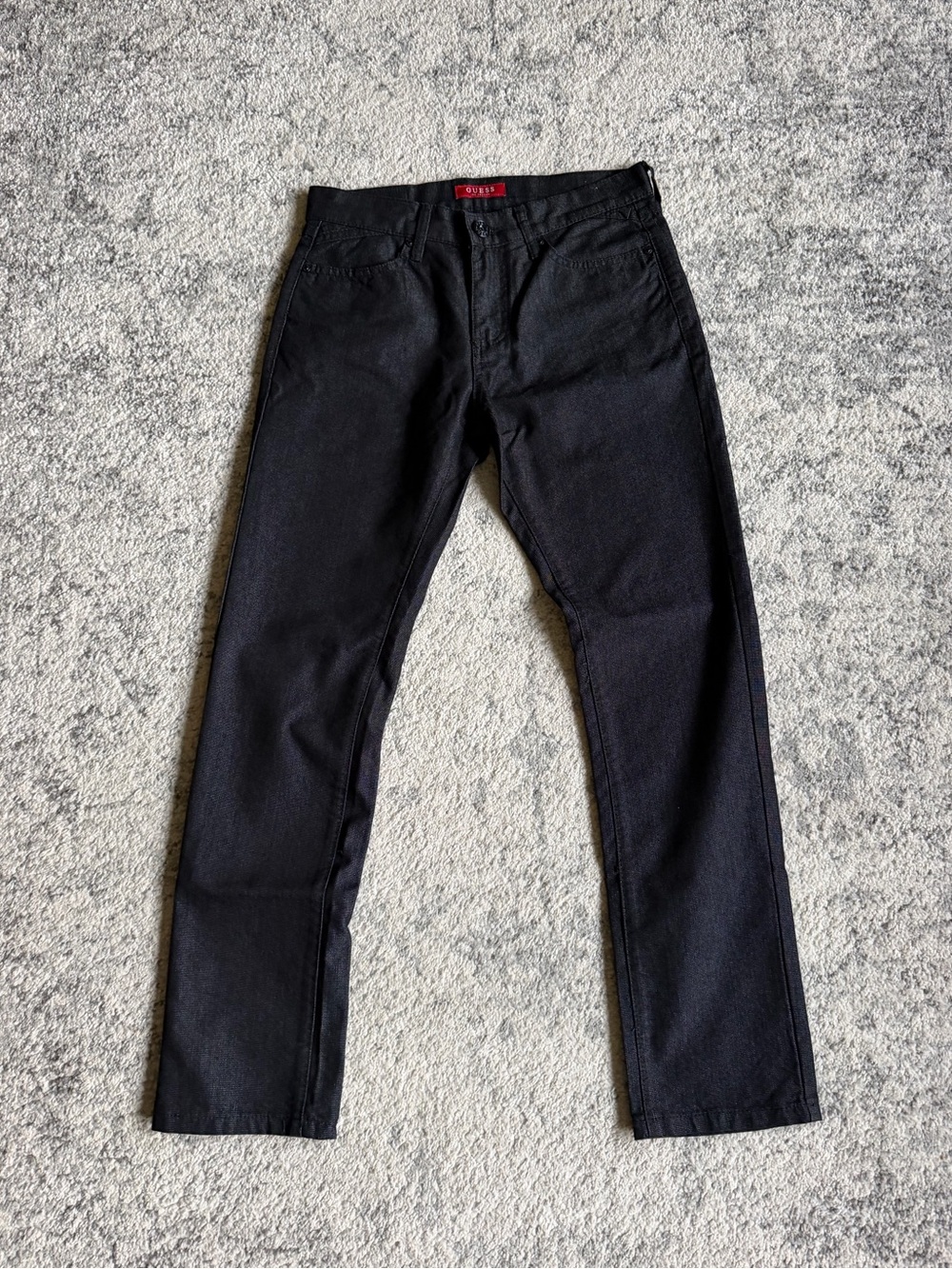 Guess Men's Black Jeans with back zippers